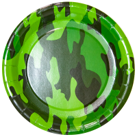 Тарелки бумажные (23см), Камуфляж, Военный, 6 шт.