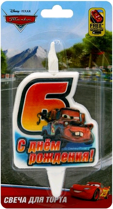 Свеча Цифра, 6 Тачки, 12 см, 1 шт.