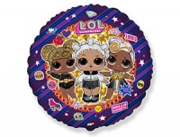 Шар (18''/46 см) Круг, Кукла ЛОЛ, Гламурные подружки, 1 шт