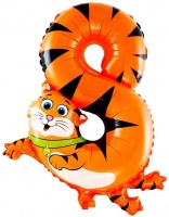 Шар с клапаном (16''/41см) Цифра, 8 Кот, 1 шт.