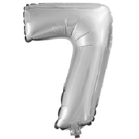 Шар с клапаном (15''/37см) Цифра, 7, Серебро, 1 шт.