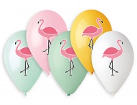 Шар (14"/35см) Фламинго, 3цв, ассорти, 5 шт.