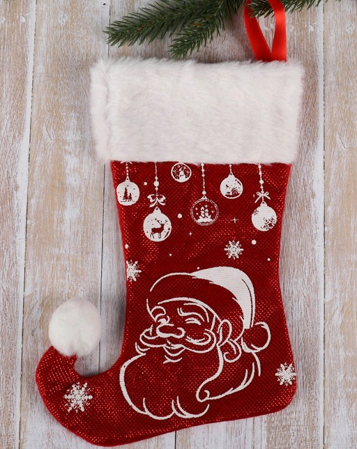 Носок для подарков (18*25см), "Волшебство", дед мороз, 1 шт.