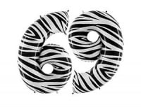 Шар (40"/102см) Цифра, "6/9", Zebra, 1 шт. 