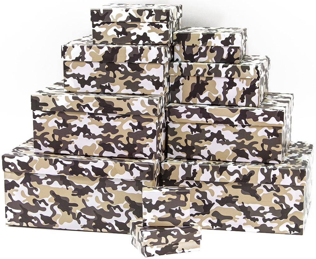 Коробка (11х9х4,7см), Охотничий камуфляж, Бежевый, 1 шт.
