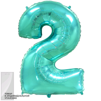 Шар (32''/81 см) Цифра, 2, Тиффани, 1 шт. в упак.