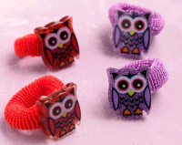 Резинка для волос (3,5см), "Совушки блеск", набор 4 шт.