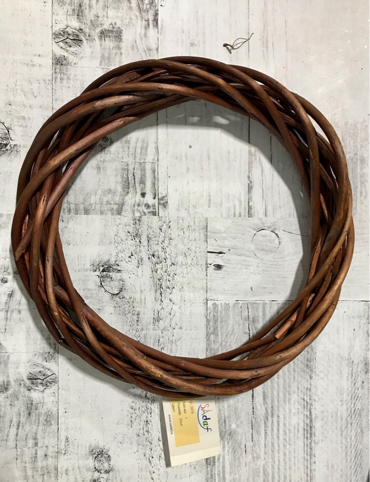 Венок из лозы (25см), шоколадный (SF-2418), 1 шт.