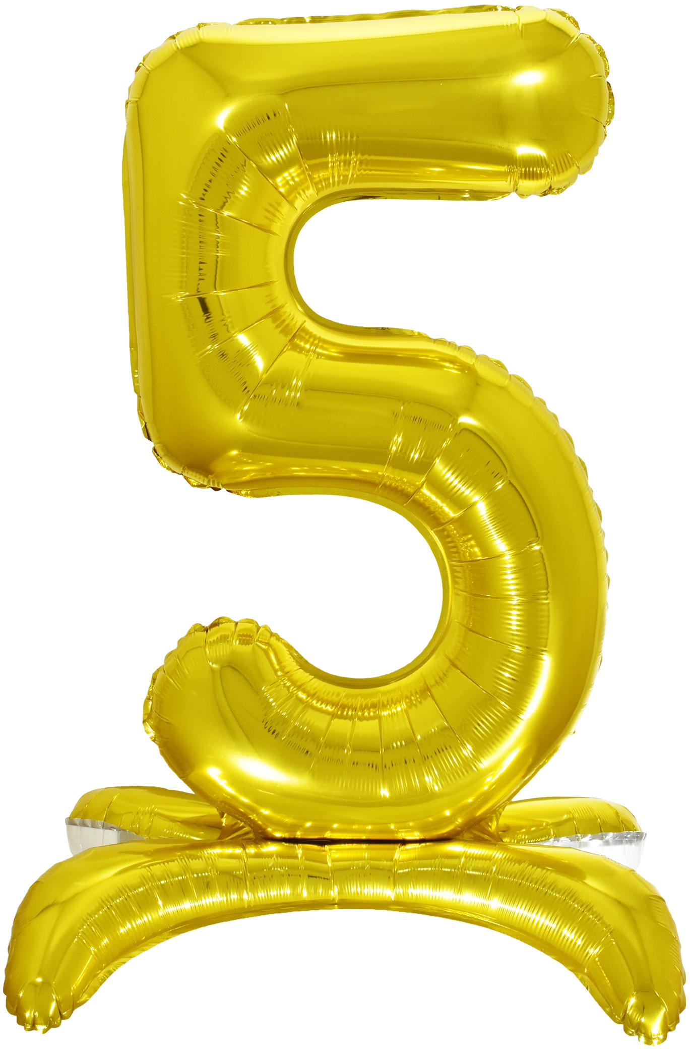 Шар (32''/81 см) Цифра, 5 на подставке, Золото, в упак., 1 шт. 