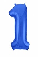 Шар (40''/102см) Цифра, "1", Slim, Синий, в упаковке, 1 шт.