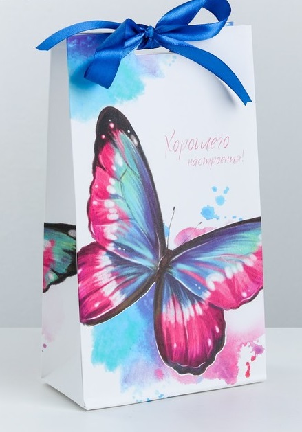 Пакет с лентой (13*23*7см) Хорошего настроения, 1 шт.