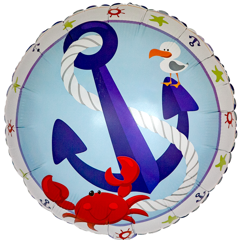 Шар (18''/46см) Круг, Морской, Белый, 1 шт.