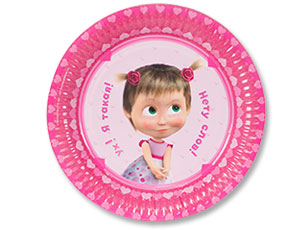 Тарелки бумажные Маша Сердца (23см), 6 шт.