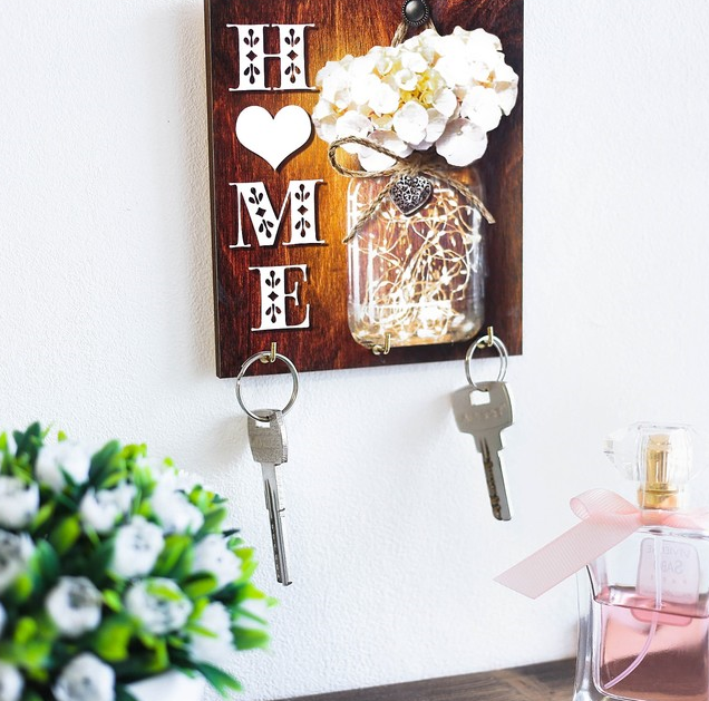 Ключница "Home" цветы в баночке, 1 шт.