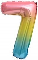 Шар (16''/41см) Мини-цифра, 7, Нежная радуга, Градиент, 1 шт.