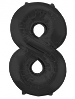 Шар (16"/41см) Цифра, "8", цвет черный, 1шт.