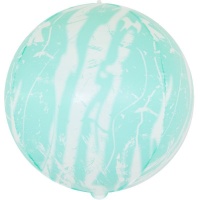 Шар (24''/61см) Сфера 3D, Мрамор, Бирюзовый, 1 шт.