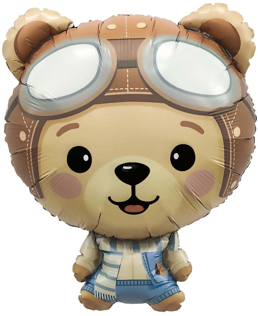 Шар (29''/74см) Фигура, Мишка Пилот, 1 шт. 