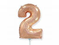 Шар (16"/41 см) Цифра 2, розовое золото, 1 шт.