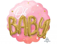 Шар (28"/71 см) Фигура, Oh Baby, Буквы 3D, девочка , 1 шт.
