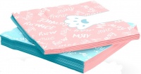 Салфетки (33*33см), Мяу-Мяу, Лапки, Голубой/Розовый, 20 шт.