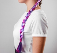 Коса на резинке, 42 см, фиолетовый, 1 шт.