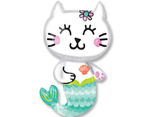 Шар (31"/78см) Фигура, Котенок-Русалка, 1 шт. Шар (31"/78см) Фигура, Котенок-Русалка, 1 шт.