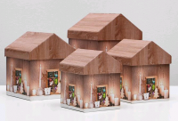 Коробка домик (10,5х10,5х13см), Игрушки и свечи, 1 шт.