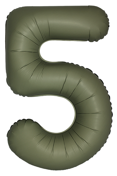 Шар (40''/102см) Цифра, 5 Slim, Оливковый, Матовый, 1 шт. в уп.