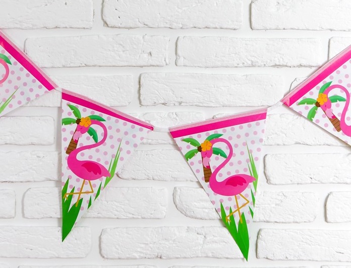 Гирлянда-вымпел, "Фламинго", 2,5 м, розовый, 1 шт.