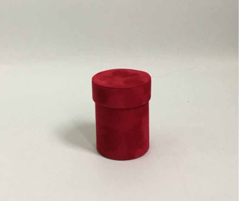 Коробка круглая (8*10см), бархат, Красная, 1 шт.