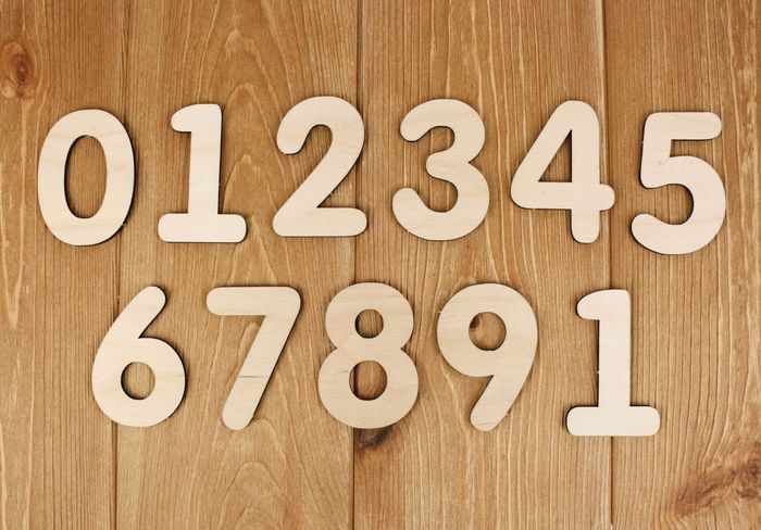 Заготовка для творчества. Набор цифр от 1 до 10 (5,5*8см), Фанера 3мм, неокраш., 1 шт.