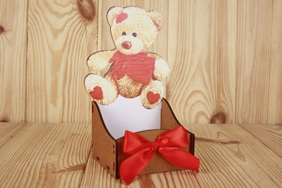 Подарочная упаковка (12*9,5*19,5см), Мишка, МДФ 3мм, УФ печать, окраш., Дуб, 1 шт.