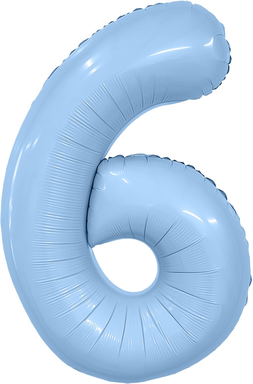 Шар (40''/102см) Цифра, 6 Slim, Небесный, 1 шт. в уп.