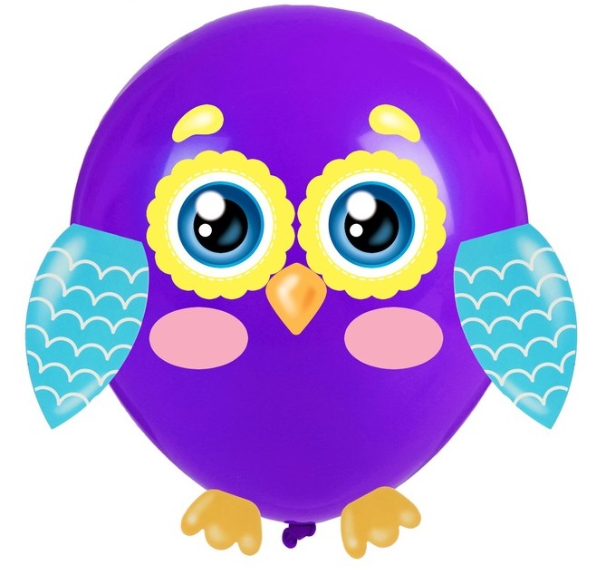 Шар (12"/30см) с наклейками "Совушка", 1шт.