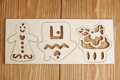 Заготовка для творчества. Набор ёлочных украшений (20*8см), "Пряничный", Фанера 3мм, неокраш, 1 шт.