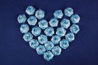 Бант "Роза" средняя с золотом (4,5см) Бирюзовый-золото, 22 шт.