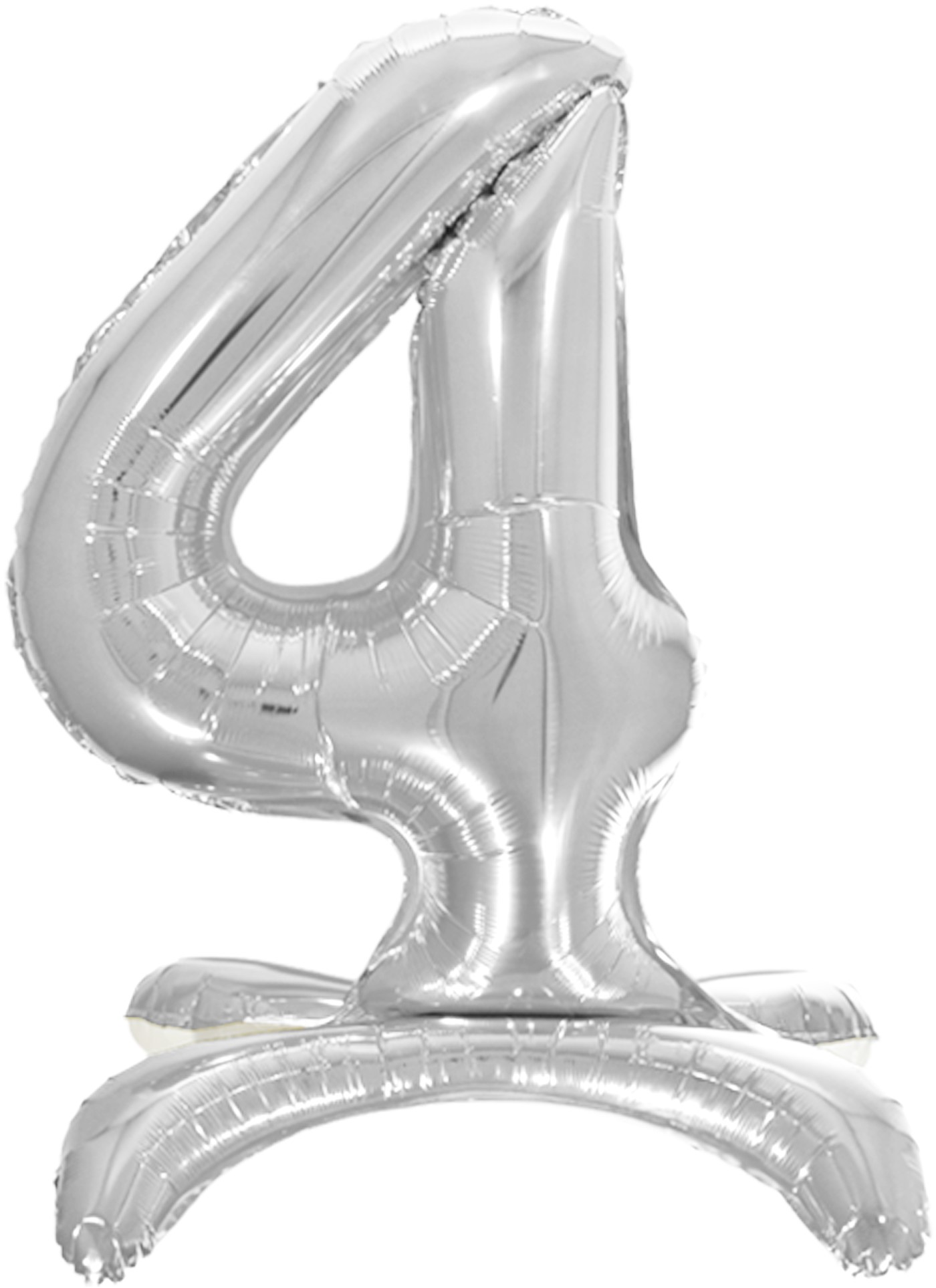 Шар (32''/81 см) Цифра, 4 на подставке, Серебро, в упак., 1 шт. 