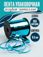 Лента металлизированная (0,5см*250м), Голубой, 1 шт.