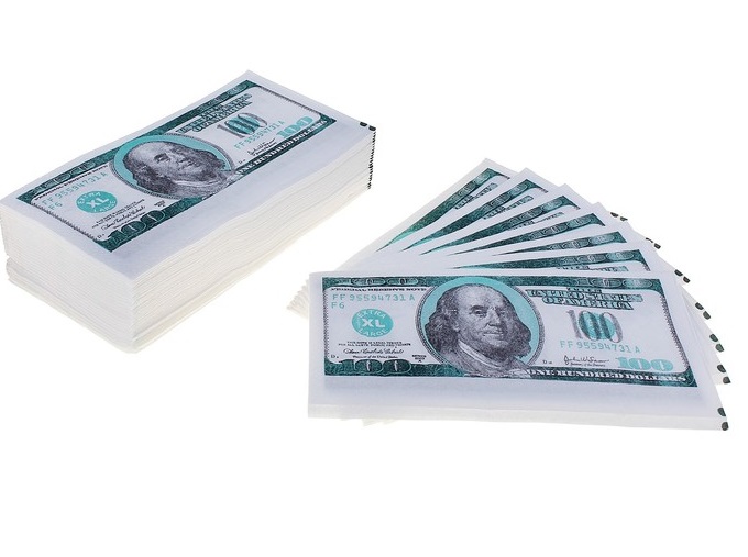 Сувенирные салфетки "100 долларов", 2-х слойные, 25 шт.