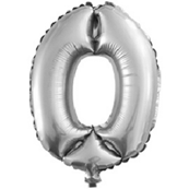 Шар с клапаном (15''/37см) Цифра, 0, Серебро, 1 шт.