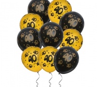 Шар (12"/30см) Цифра "40", 10 шт.