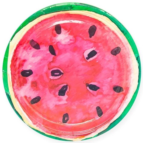 Тарелки бумажные (18см), Арбуз, 6 шт.