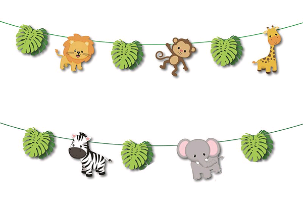 Гирлянда бумажная (3 м), "Веселые Зверята", Тропики, 1 шт.