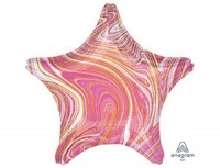 Шар (19''/48 см) Звезда, Мрамор, розовый, 1 шт.
