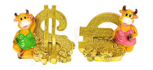 Статуэтка-подставка под телефон (8*5,8см), Корова с валютой, Микс, 1 шт.