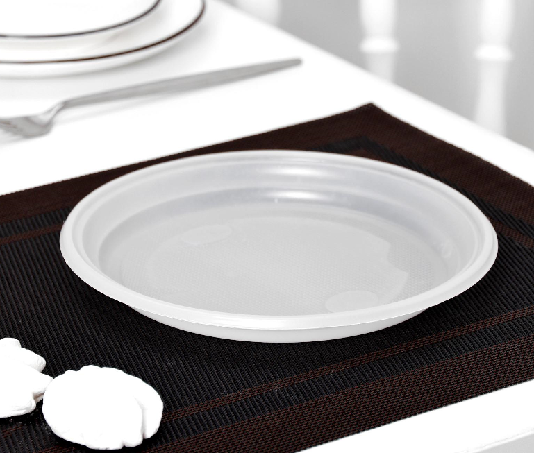 Тарелка одноразовая (20,5см), Белая, пластиковая, 10 шт.