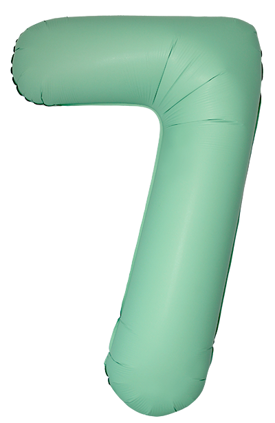Шар (40''/102см) Цифра, 7 Slim, Мятный, Матовый, 1 шт. в уп.