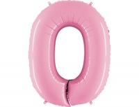 Шар (40"/102см) Цифра, "0", Розовый, в упаковке, 1 шт.