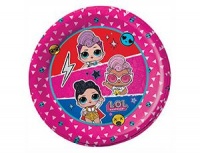 Тарелки бумажные (18 см), Куклы ЛОЛ диско, 6шт.